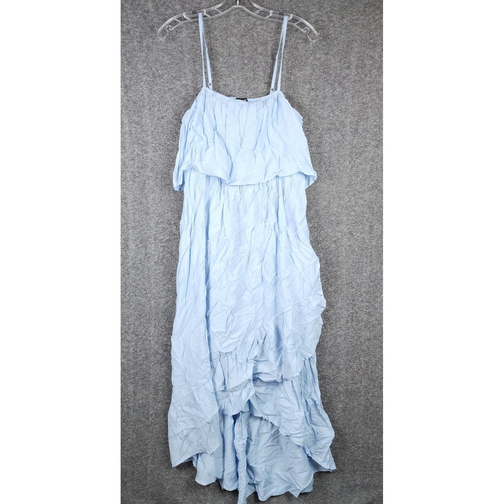 Wishlist Maxi Dress Women Large Light Blue Ruffle High Low Boho Coastal